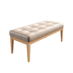 Upholstered Bench. Scandinavian modern minimalist style. Transparent background, isolated image.
