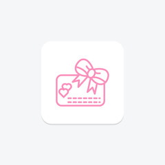 Gift Card icon, card, gift, present, shopping duotone line icon, editable vector icon, pixel perfect, illustrator ai file