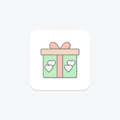 Gift Box icon, gift, box, present, surprise lineal color icon, editable vector icon, pixel perfect, illustrator ai file