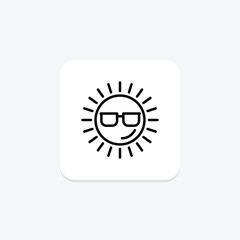 Sun with Sunglasses icon, sun, weather, icon, sunny line icon, editable vector icon, pixel perfect, illustrator ai file