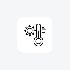 Temperature icon, weather, icon, degrees, thermometer line icon, editable vector icon, pixel perfect, illustrator ai file