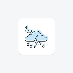 Storm Cloud icon, cloud, weather, icon, thunderstorm color shadow thinline icon, editable vector icon, pixel perfect, illustrator ai file