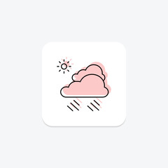 Cloudy Sky icon, clouds, weather, icon, overcast color shadow thinline icon, editable vector icon, pixel perfect, illustrator ai file