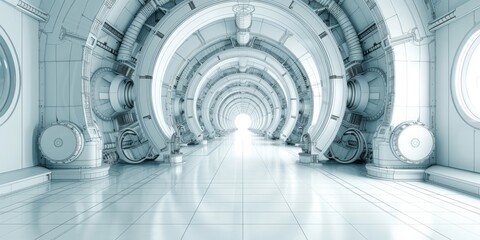 Into the Future: A Seamless Sci-Fi Corridor Rendering, Evoking the Advanced Architectural Design of a Space Station, Generative AI