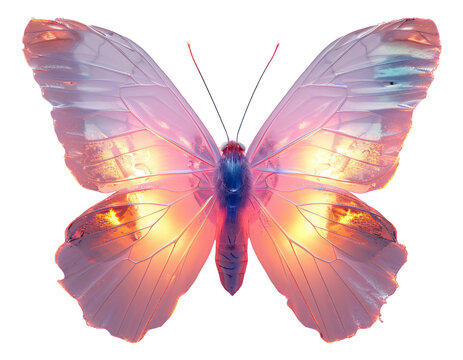 A photograph of shimmering, rainbow-colored butterfly wings.