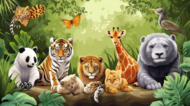 illustration of world wildlife Animal Day