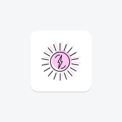 Solar Energy icon, solar, energy, renewable, power color shadow thinline icon, editable vector icon, pixel perfect, illustrator ai file