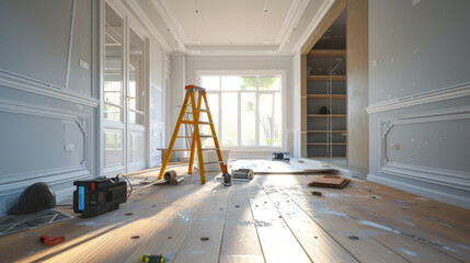 Interior decorator does wood work in house for renovation