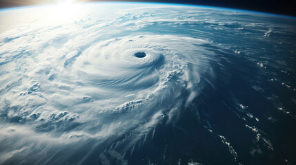 Fototapeta na wymiar Top view of giant hurricane seen from outer space.