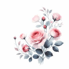 Obraz premium watercolor rose bouquet clipart