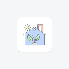 Green Building icon, green, building, sustainable, construction lineal color icon, editable vector icon, pixel perfect, illustrator ai file
