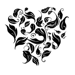 heart, love, valentine, vector, floral, ornament, illustration, decoration, shape, design, flower, wedding, symbol, pattern, card, art, pink, swirl, holiday, curl, day, element, tattoo, romance, 