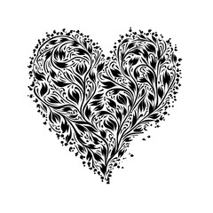 heart, love, valentine, vector, floral, ornament, illustration, decoration, shape, design, flower, wedding, symbol, pattern, card, art, pink, swirl, holiday, curl, day, element, tattoo, romance,
