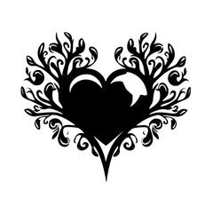 heart, love, valentine, vector, floral, ornament, illustration, decoration, shape, design, flower, wedding, symbol, pattern, card, art, pink, swirl, holiday, curl, day, element, tattoo, romance,