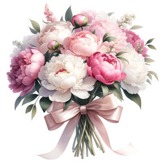 Flower bouquet, Generative AI, pink and white flowers, generative AI