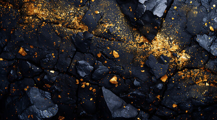 a black and yellow gold rock background with a glitte - obrazy, fototapety, plakaty