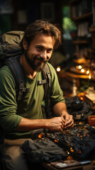 child playing in the garden