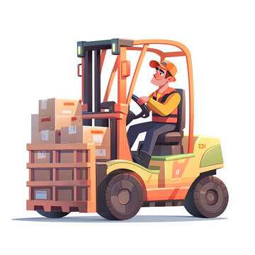 workers handling a forklift in the factory