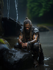 viking soldier on the river