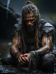 viking soldier on the river