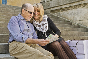 Older couple enjoying a spring day in downtown Munich. Munich, Germany