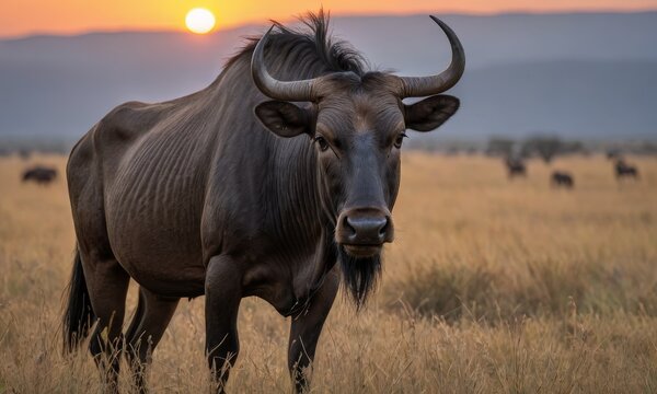 Golden Hour Encounter: wildebeest Sanctuary Bliss in the Savannah Wildlife