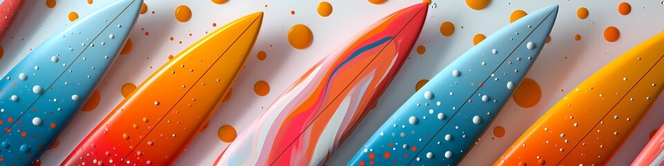 Vibrant surfboards create a stunning work of art, inviting us to ride the waves of color and embrace the joy of surfing