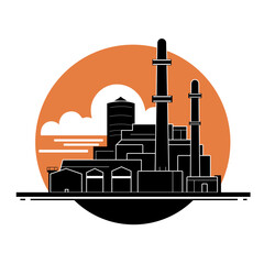 Factory icon illustration in flat simple style