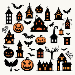 Halloween illustration collection in flat style
