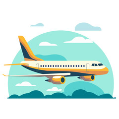 Colorful airplane flight icon illustration in flat style 