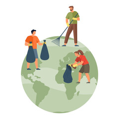 Eco activism vector illustration. Waste reduction is frontline action in eco activism war against environmental degradation The eco activism metaphor is shield guarding delicate threads our ecological