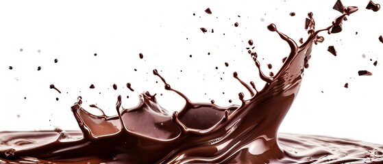 Splash of liquid brown chocolate on white.