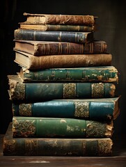 Pile of worn leather-bound books evoking a sense of history and wisdom