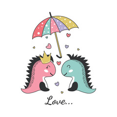 Cute illustration with cute loving dragons for postcard, cover, poster, wallpaper and more. Vector design.