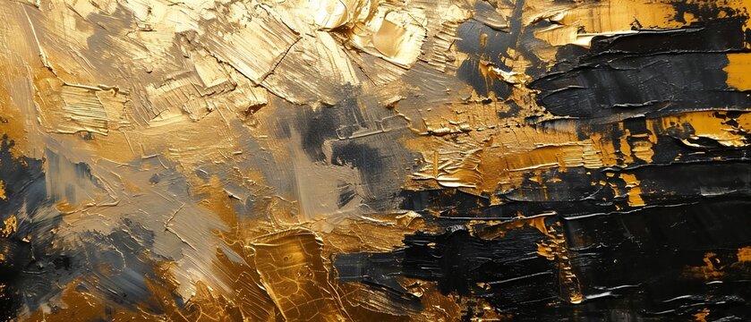 Close up of a black gold art painting.