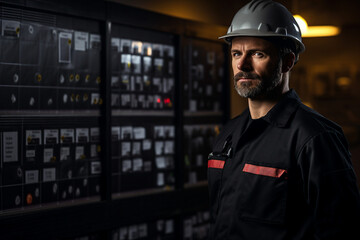 Obraz premium Ai generated image of professional electric worker engineer electrician man