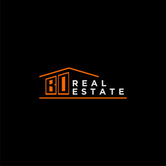 BO letter roof shape logo for real estate with house icon design