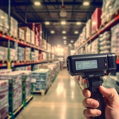 Electronic inventory management concept. logistics tech. RFID. Barcode reader shot on DSLR.