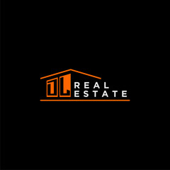 DL letter roof shape logo for real estate with house icon design