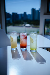 glass of juice on the table