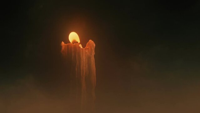 Mist Over Candle Blown Out In The Dark
