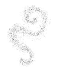 Flying salt crystals top view.