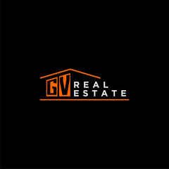 GV letter roof shape logo for real estate with house icon design