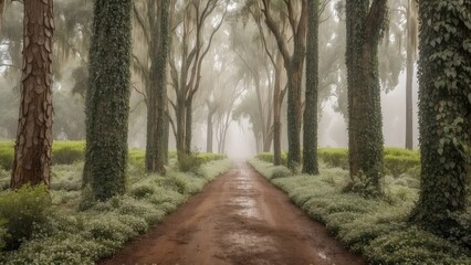 Obraz premium treelined pathway, eucalyptus grove, wedding backdrop, maternity backdrop, photography backdrop, pathway, 