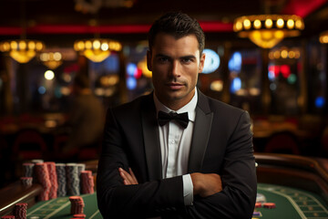 Fototapeta premium Play casino slots win games money cash conceptual Generative AI picture
