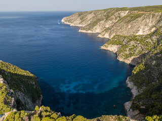 Wild cliffs of the western Zakynthos. Viewpoint of Cliffs of Kambi in Zakinthos Greece Island. Beautiful cliff coast on greek island.