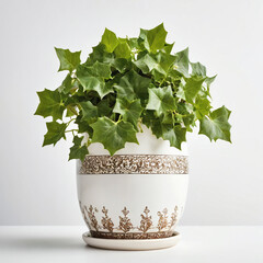 Illustration of potted english ivy plant white flower pot Hedera helix isolated white background indoor plants
