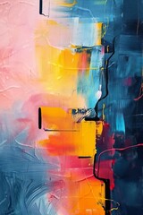 Abstract colorful oil painting. Vertical orientation.