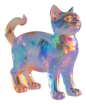 A photo of a cute, shiny cat figurine.A photograph of a cute, shiny cat figurine