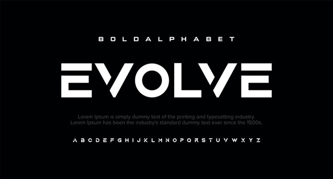 Evolve Unique and elegant alphabets display font vector